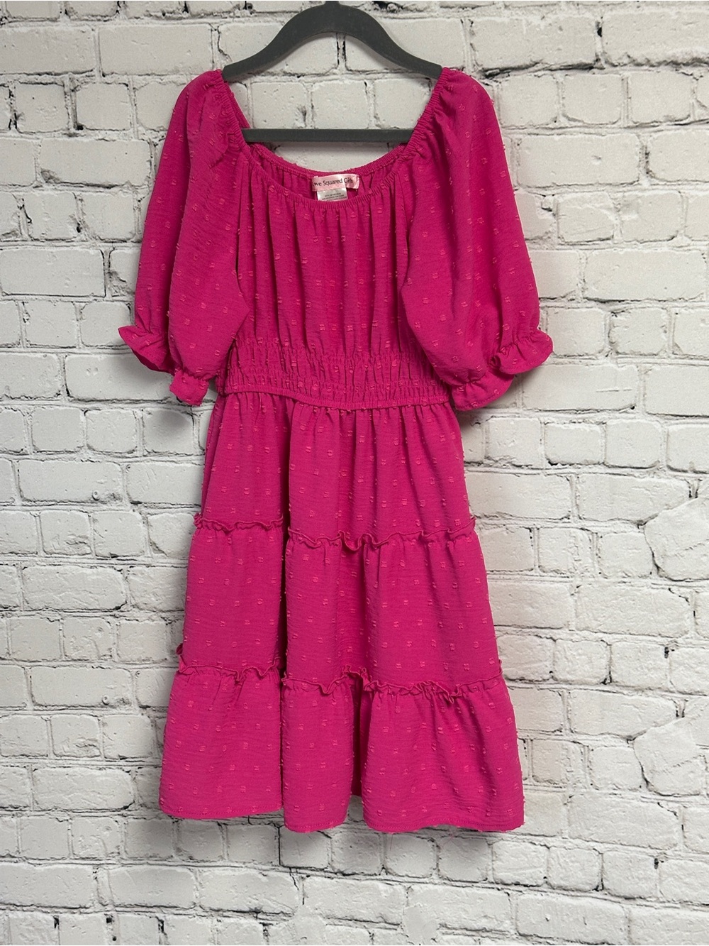 Love Squared Hot Pink Tiered Smocked Dress Size 8